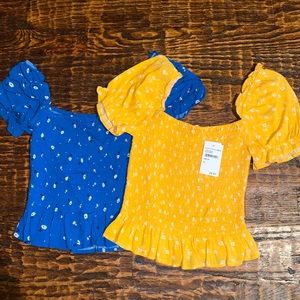 Elodie Yellow Smock Top and Blue Flower Smock Top
